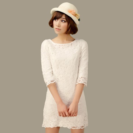 Summer white lace one-piece dress slim skirt 9803