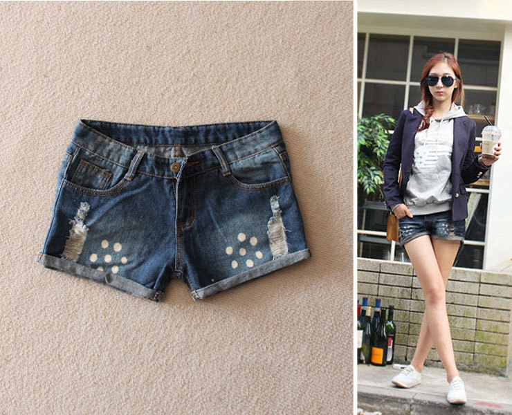 Summer women's 2012 denim shorts loose distrressed roll up hem denim shorts female denim