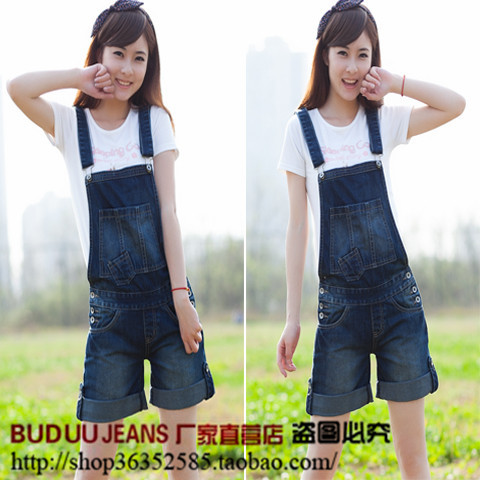 Summer women's 2013 casual loose shorts vintage spaghetti strap one piece shorts denim shorts suspenders 3601