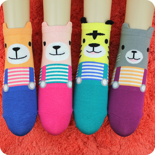 Summer women's casual 100% cotton cartoon socks thin invisible shallow mouth candy color 100% cotton sock slippers short socks