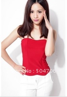 Summer women's sexy three-dimensional handsome all-match tube top tube top tee vest red black