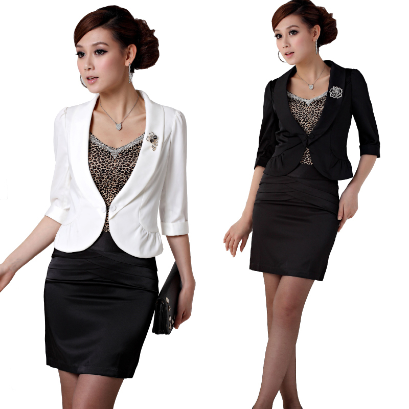 Summer work wear women's skirt professional set work wear overalls three quarter sleeve suit