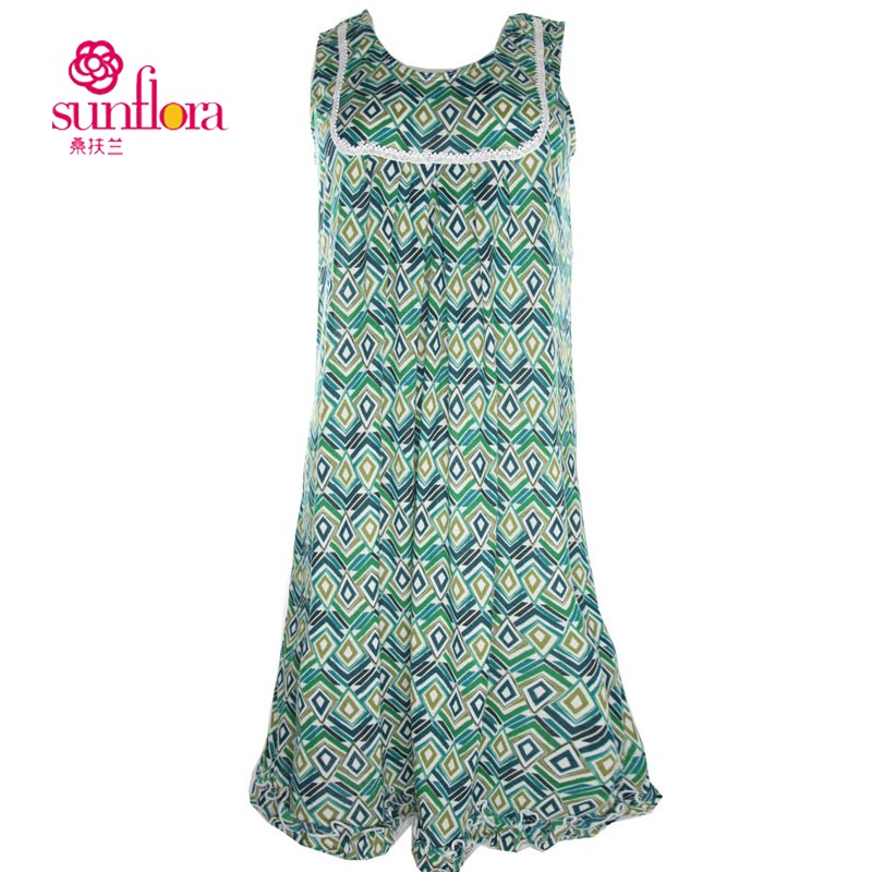 Sun flora 12 xiaxin sleeveless decorative pattern breathable comfortable lounge nightgown fzc03