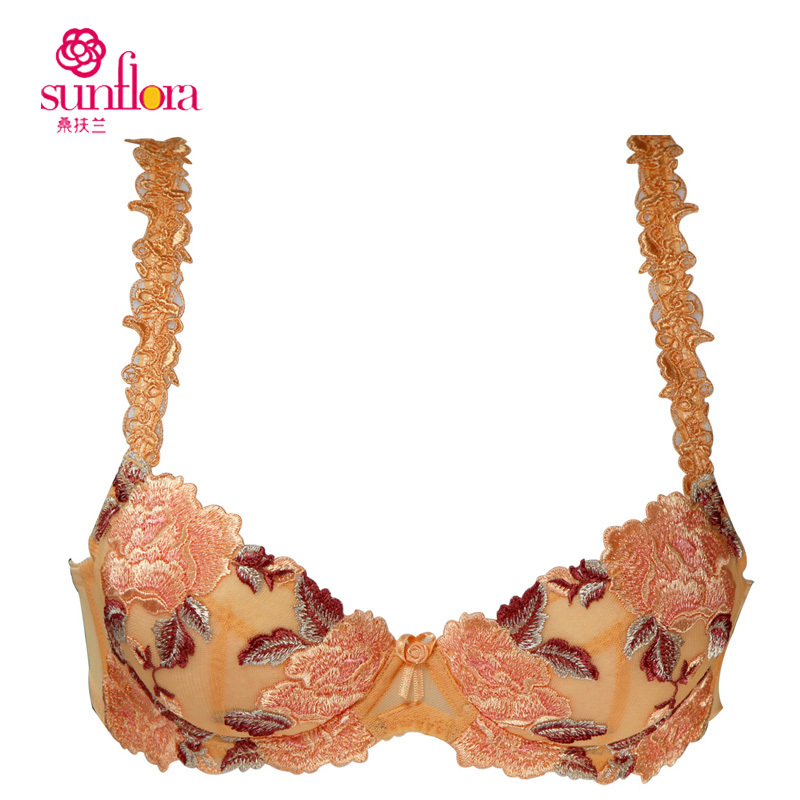 Sun flora underwear coral beauty flower embroidery push up bra bow ak507