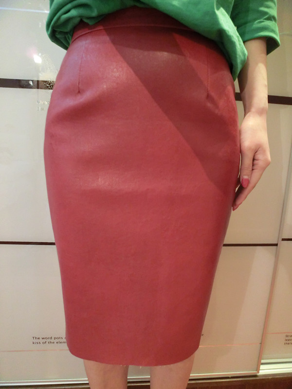 Sun . shop peoplegou Wine red high waist leather skirt bust skirt