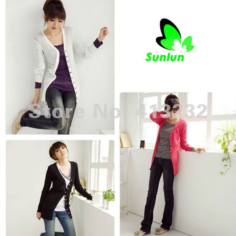 Sunlun Fantasy Zone 2012 New Women Autumn Outwear Long Knitwear  Button Coat Women Cardigan Free Shipping