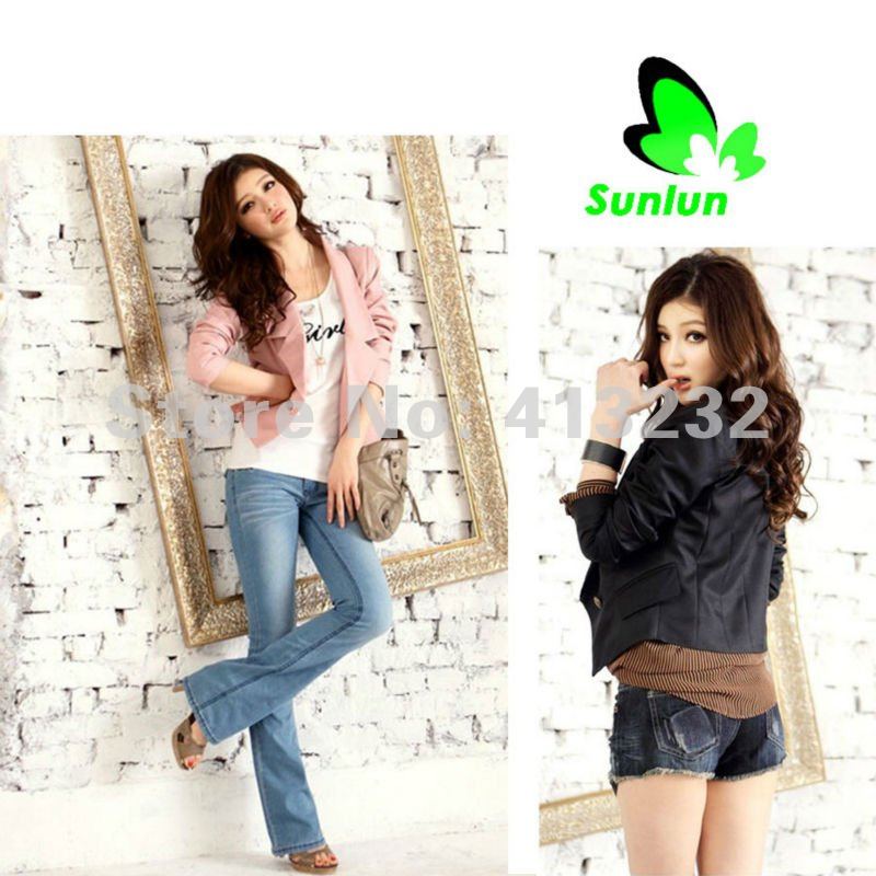 Sunlun Fantasy Zone Free Shipping Ladies' 2012 New Korean Slim One Button Shoulder Pad Small Coat Short Jacket Women