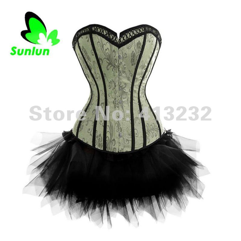 Sunlun Fantasy Zone Free Shipping Ladies' Fashion Printed Bustier Corset Women + G-string