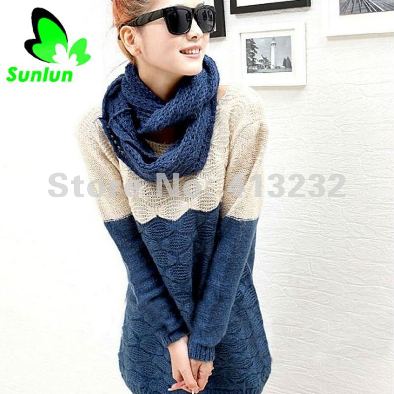 Sunlun Fantasy Zone Free Shipping Ladies' Retro Mixed Colors Bottoming Sweater Sweater Coat Pullover Sweater