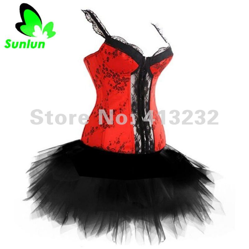 Sunlun Fantasy Zone Free Shipping Ladies' Sexy Red Corset G-String Women Corset 2012 New Arrival