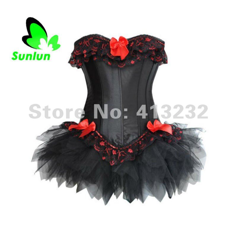 Sunlun Fantasy Zone Ladies' Sexy Red Bow Corset G-String Corset Shaper Free Shipping