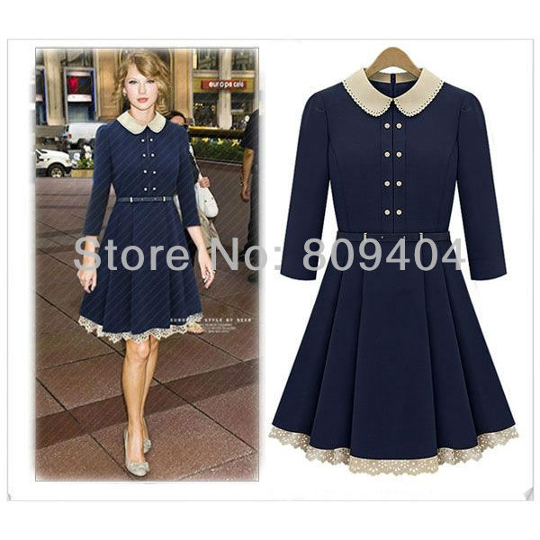 Sunlun Free Shipping Ladies' New British Wind Slim Dress Women Dress  SL-20032