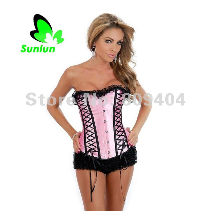 Sunlun Free Shipping Ladies' Sexy Lace  Palace Style Corset G-String Women Bustier