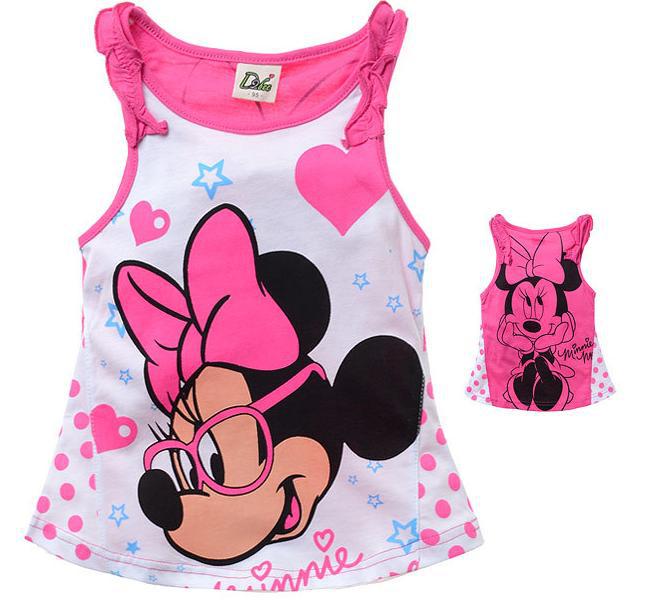 Super price ! cartoon minnie  heart pink vest cotton girls vest BB1236926919