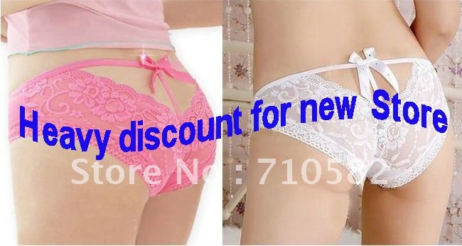 Super quality fashion design Lace sexy women panties/underwear,/briefs with bow tie Free shipping 80 pcs/lot