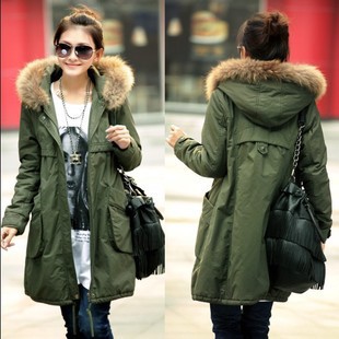 Super raccoon thickened cultivating cotton-padded clothes, jacket long coat Free Shipping Winter Clothing/Women lady Clothes2012