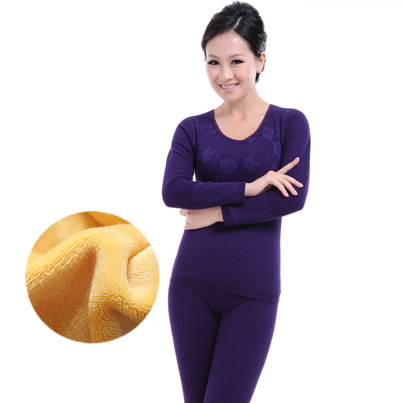 Super soft classic tight plus velvet thermal underwear set female double layer thickening beauty care