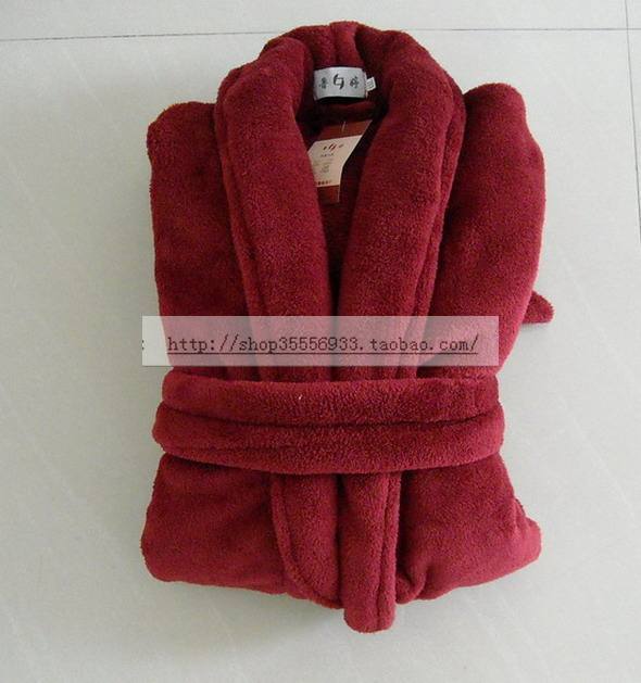 Super soft women's autumn and winter sleepwear coral fleece robe bathrobes kimono lounge maroon