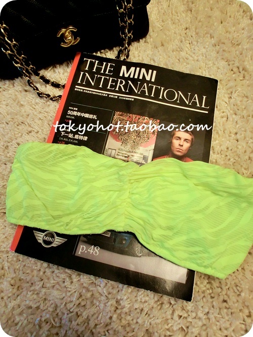 Super tube top bikini paragraph double layer slip-resistant bar neon yellowgreen