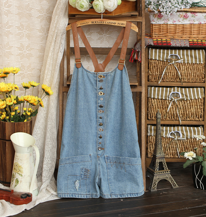 Suspenders shorts female 2012 jumpsuit denim loose denim shorts denim shorts suspenders female