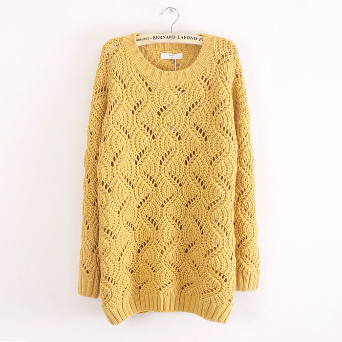 Sweater autumn and winter o-neck loose medium-long vintage sweater thickening sweater outerwear