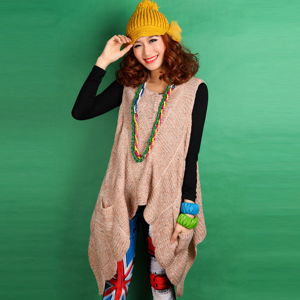 Sweater sweater female medium-long V-neck sweet lovely sleeveless pullover sweater vest