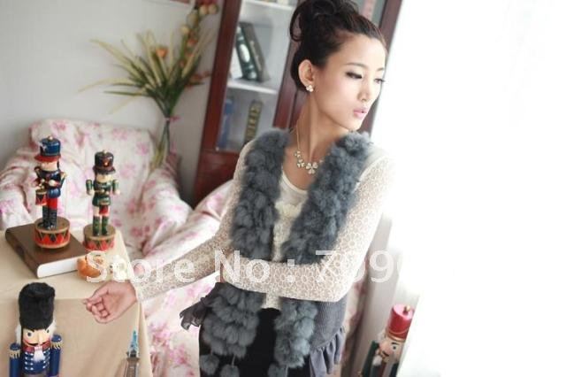 Sweaters waistcoat vest sleeveless shrug 2012 women's rabbit fur ball waist vest outerwear sweater waistcoat 12111612