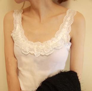 Sweet all-match lace decoration thread cotton vest spaghetti strap multicolor free shipping