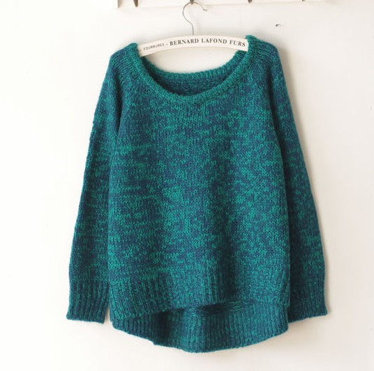 Sweet all-match loose low-high pullover sweater 2013 vintage batwing sleeve autumn and winter