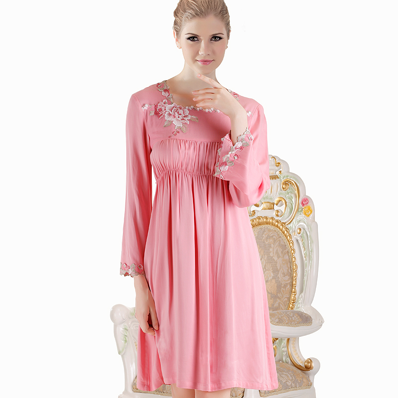 sweet lovely silk women  sleepwear long-sleeve  silk dress  for women  ladies silk pajamas  free shipping6034