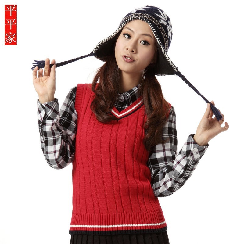 Sweet preppy style twist vest V-neck sleeveless pullover sweater 2013 spring and autumn women's short sweater