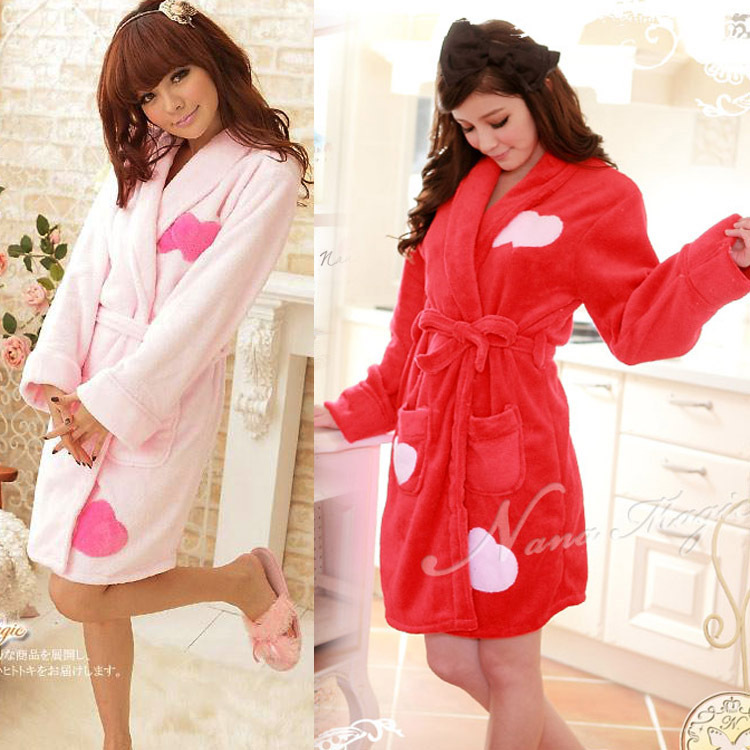 Sweet princess love 2012 autumn and winter thickening coral fleece sleepwear sexy love women's robe