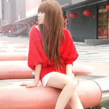 Sweet solid color slim waist fluffy sweater 11668 free shipping