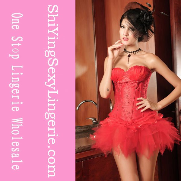 Sweetheart Diamante Corset Top in Red Cheap price Drop Shipping LC5251