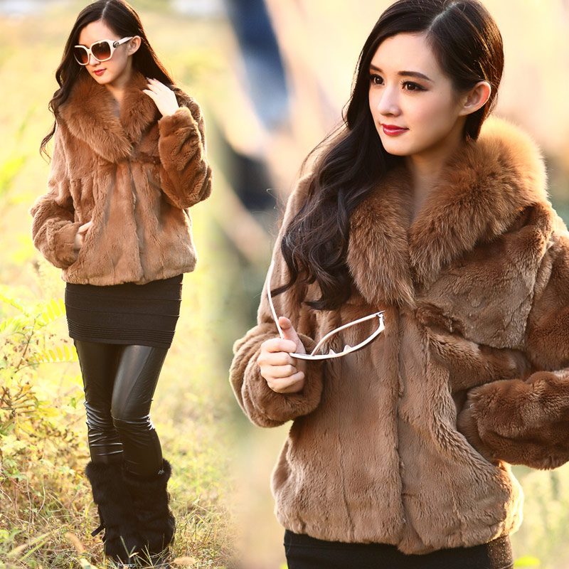 Sweets 12 fur collar elegant short design fur coat high quality classic plump fur