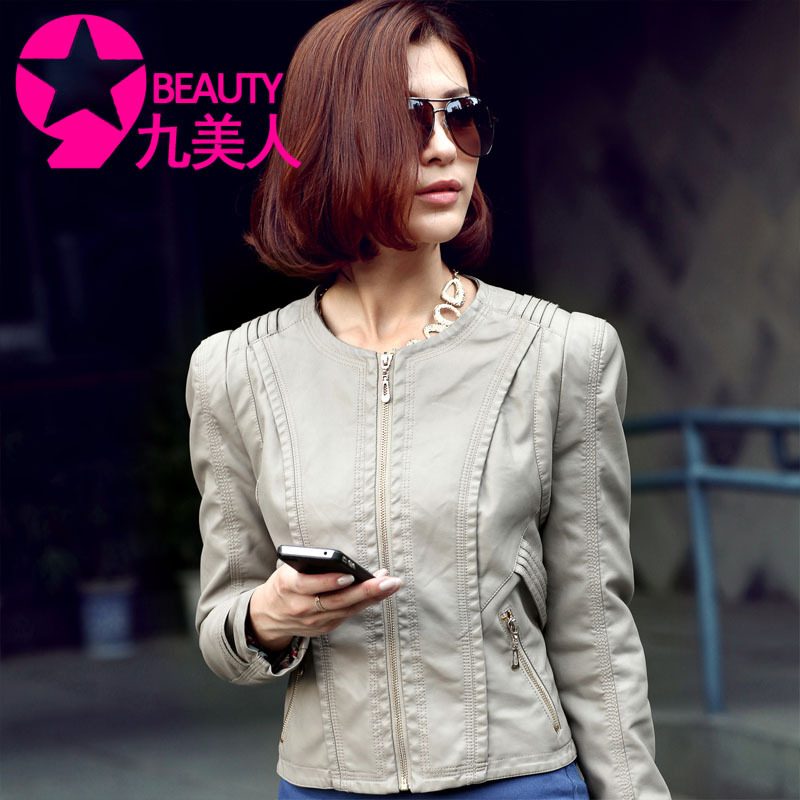 Sweets 2012 autumn outerwear motorcycle leather coat female short design plus size women PU clothing hm2