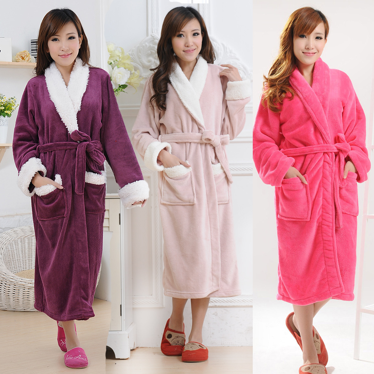 Sweets autumn and winter lovers coral fleece sleepwear robe bathrobes lounge