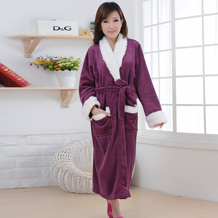 Sweets autumn and winter lovers coral fleece sleepwear robe bathrobes lounge