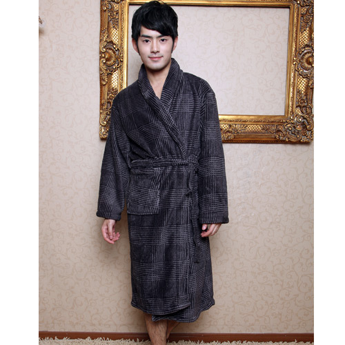 Sweets male autumn and winter thickening coral fleece robe bathrobes men's lounge sleepwear