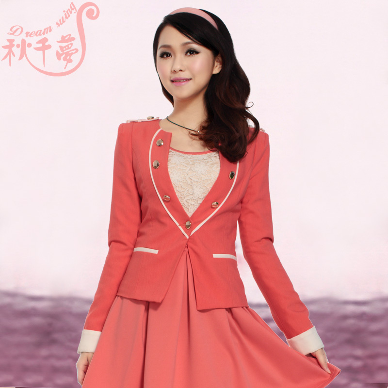 Swing 2012 autumn thin slim blazer double breasted long-sleeve short Women coat 8024