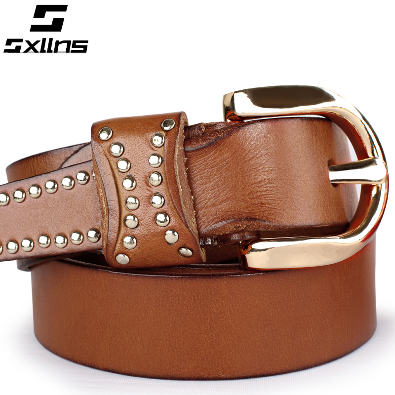 Sxllns strap Women genuine leather female strap pure first layer of cowhide belt female vintage pin buckle