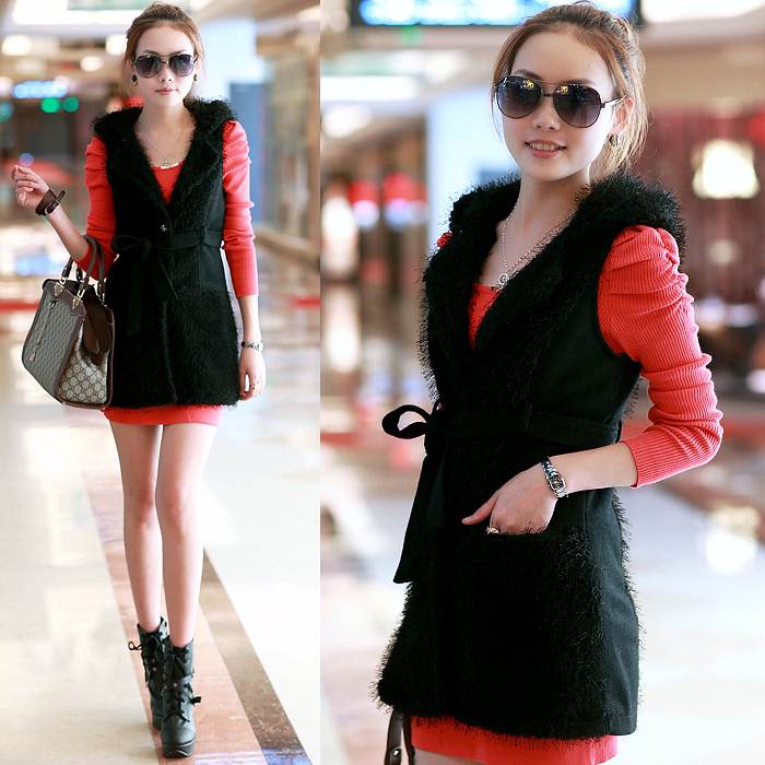 Sy1206y slim cap 2012 autumn and winter women vintage slim waist vest Free Shipping