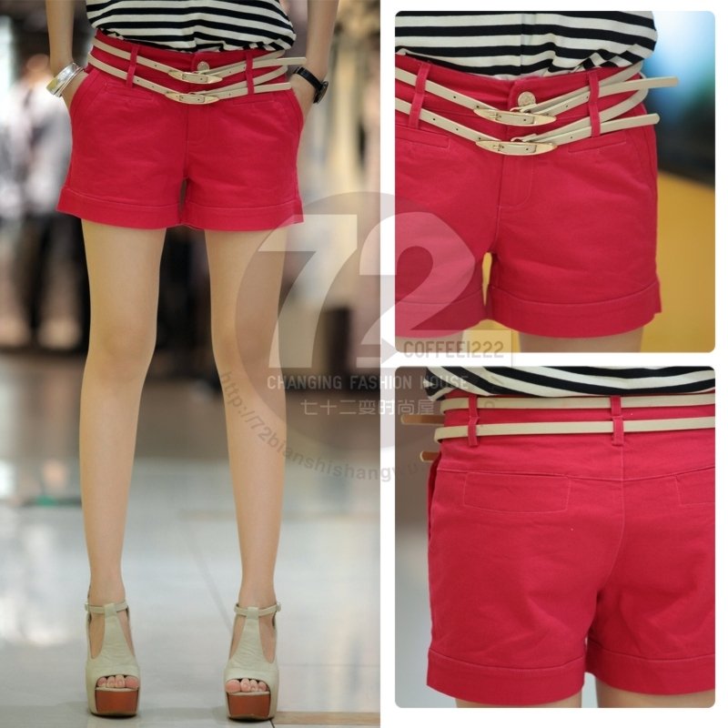 Sy5209 women's 2012 summer belt high waist candy color shorts