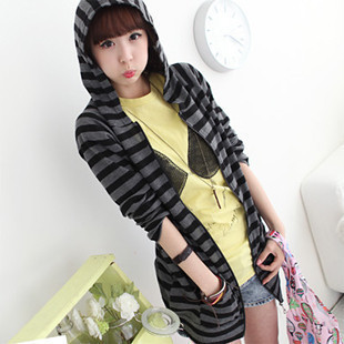 T 2013 spring stripe zipper outerwear