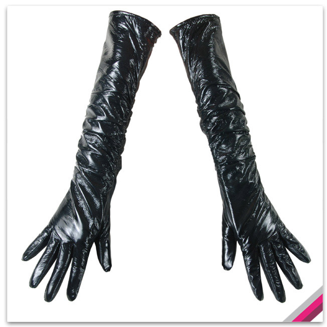 T 50cm japanned leather sheepskin long gloves design women's genuine leather gloves