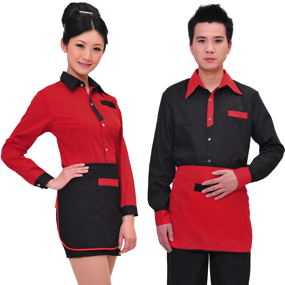 T03 work wear autumn and winter waiter uniform clothes