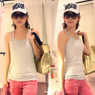 T215 hot-selling 100% cotton slim y vest long design basic vest small cute spaghetti strap vest