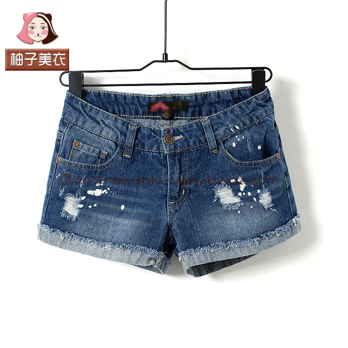 T845 pomeloes clothing spring and summer 2012 new arrival fashionable casual all-match distrressed roll-up hem denim short