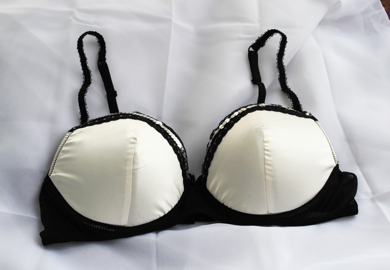 Taille brief black-and-white silk glossy underwear bra