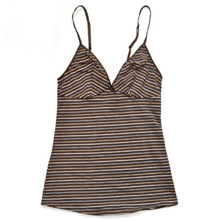 TANG Etam ETAM women's underwear stripe 100% cotton spaghetti strap vest brown basic underwear